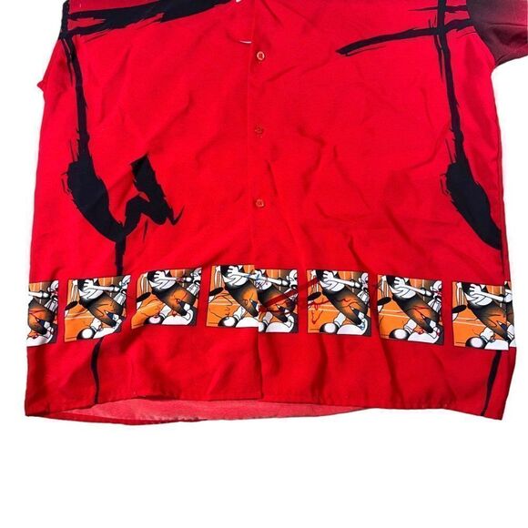 Koman Sport Vintage Y2K Anime Theme Button Down Red / Black Men's XL - Picture 6 of 9